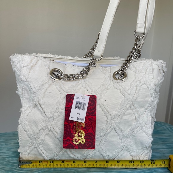 Light Creme/White Denim Shoulder Bag - Picture 10 of 12